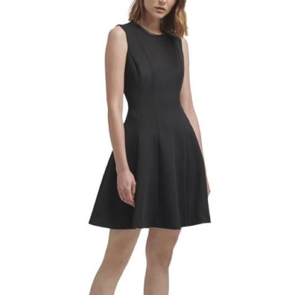 Design Lab Lord & Taylor Sleeveless Black Fit and Flare Scoopneck Dress